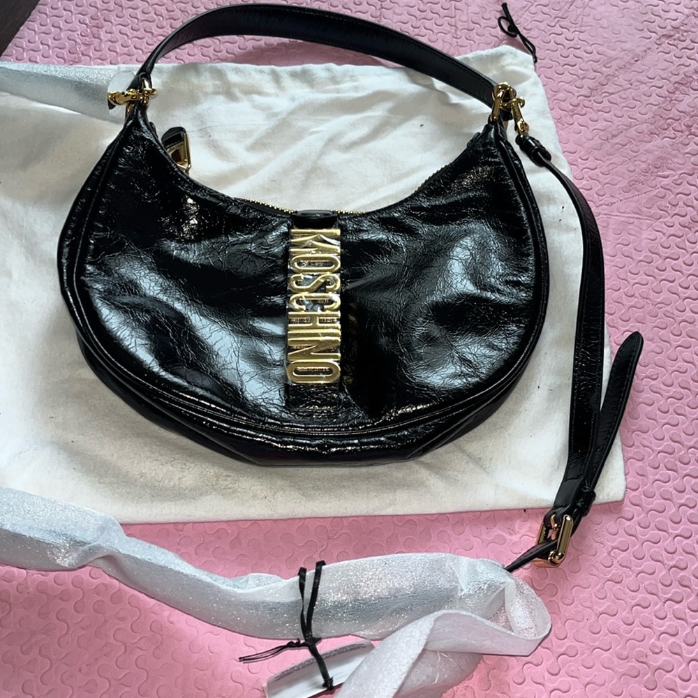 Moschino Leather Logo Crossbody Bag Purse